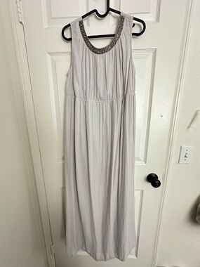 H&M MAMA Embellished Neckline Sleeveless Maxi Dress Light Gray Size S